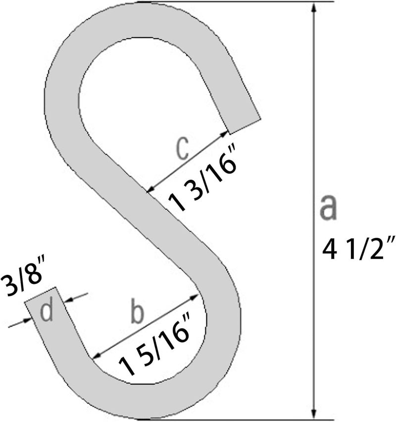 DaylyFav 2 Pack 4.5" S Hooks for Hanging Heavy Duty Porch Swing Hammock Stand Punching Bags Hanger, Holds 700 Lbs, 3/8" Thick 304-Stainless Steel Large S-Hooks - Image 4
